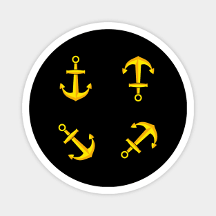 Cartoon Golden Boat Anchor Set Magnet